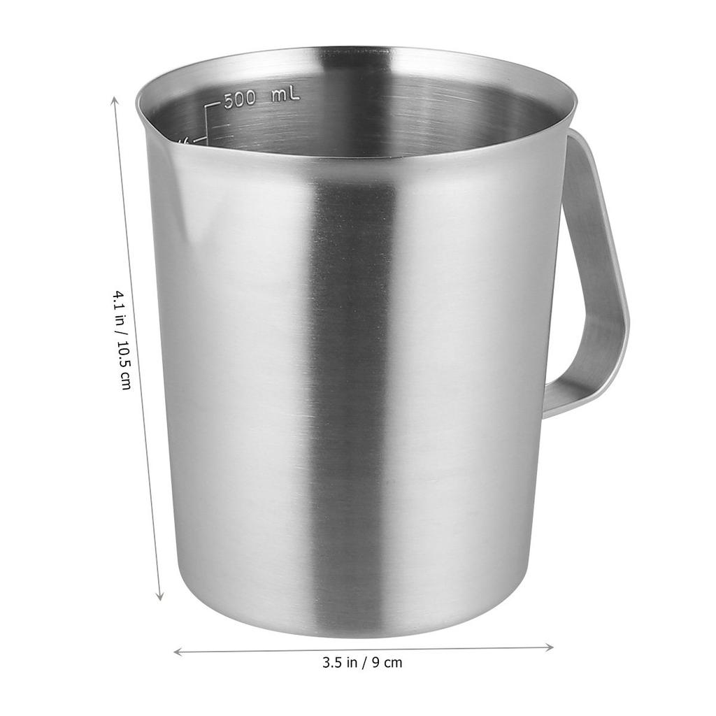 500Ml Stainless Steel Liquid Measuring Cup Precision Graduated Scale Easy Clean Reusable Kitchen Baking Utensil Silver