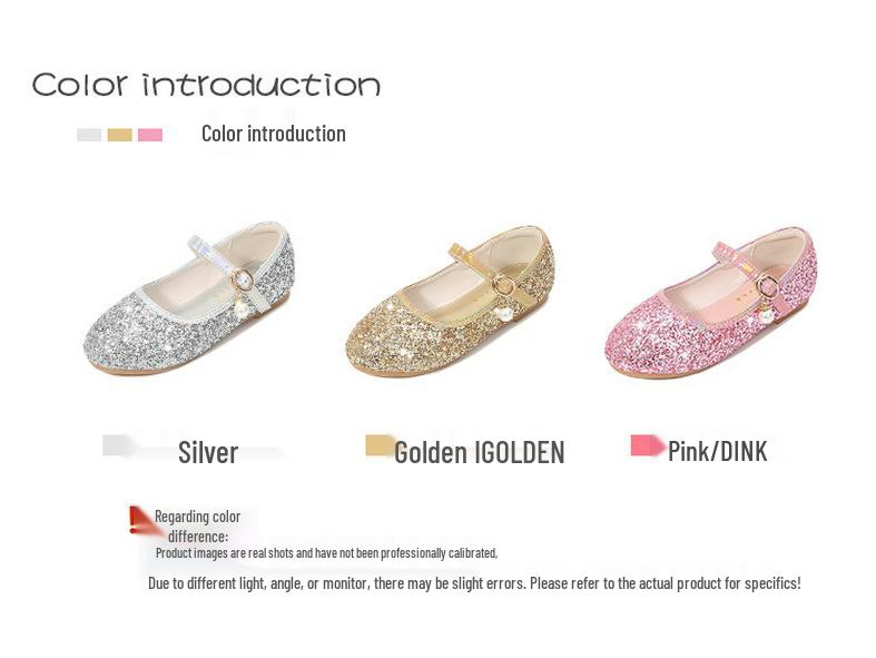 Girls' Sequined Princess Shoes - Spring/Autumn, Ballet Flat for Dance, Catwalk, or Evening Dress.