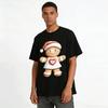 Christmas Gingerbread Man Heart Print Casual Loose Long Sleeve Top Pure cotton T-shirt