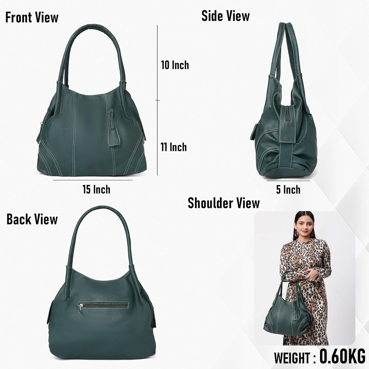 Женская сумка из искусственной кожи (большой) 12 x 17 x 6 in серый — фото 6