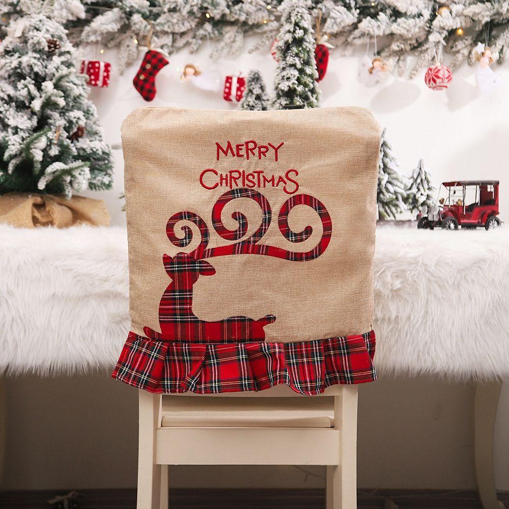 Decor Santa Claus New Year Kitchen Supplies Christmas  Decorations Chair Covers Chair Seat Cover