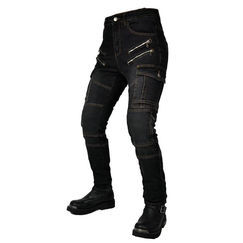 Womens Motorcycle Riding Jeans With Adjustable Knee Pads Protective Biker Pants Cycling