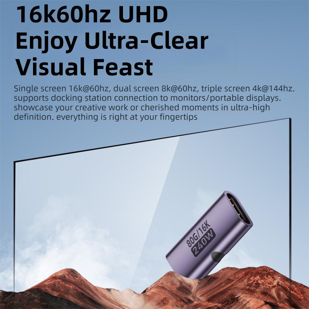 PD 3.1 240W USB C Female to Female Converter 80Gbps 16K 60HZ USB4 Type-C Extender Fast Charging Aluminum Alloy Connector