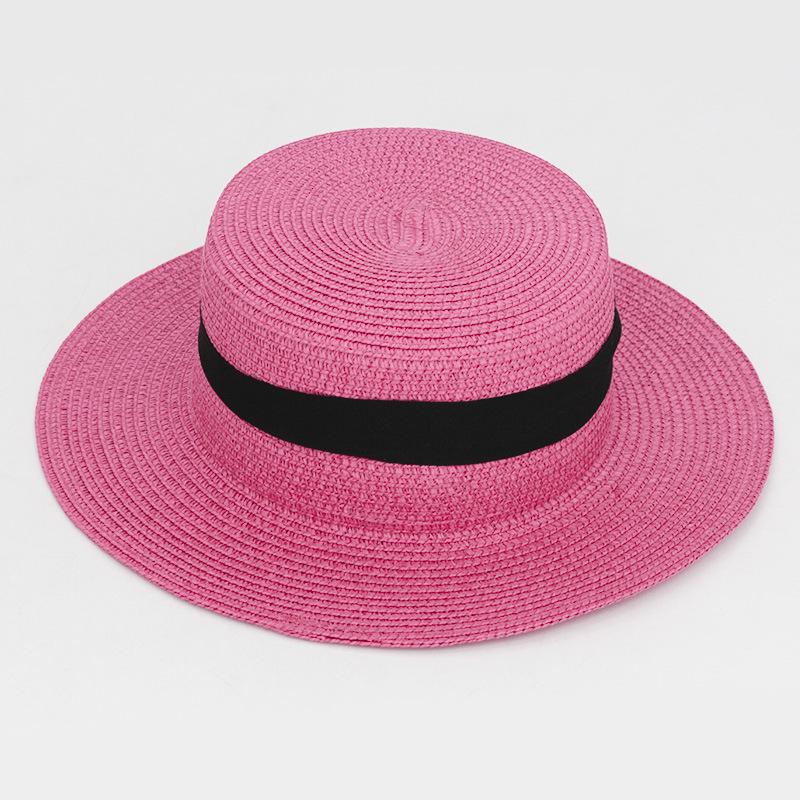 20 Color Square Buckle Round Straw Hat Summer Travel Sunshade Breathable Cap