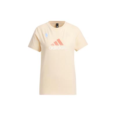 Must Haves Odznak s potiskem písmen loga Americký Retro Sportovní Ležérní Tričko s krátkým rukávem Dámská trička Pískově hnědá IM8890