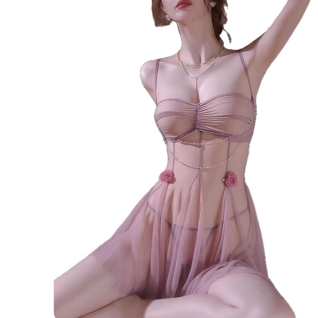 Damen Sexy Bügel Push-up Mesh Camisole Nachthemd