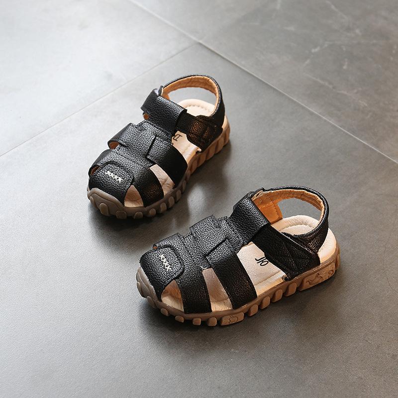

Summer Boys Sandals PU Leather Retro Casual Gladiator Roman Beach Shoes Toddler Boy Cut-outs Soft Soles Kids Shoes Flats H06161 21 чорний