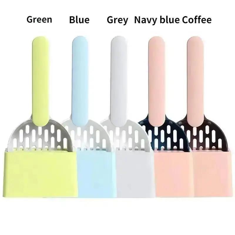Pá para Areia de Gato com Suporte Conjunto Pá para Cocô Areia Peneira com Caixa de Armazenamento Pet Gatinho Leve Kit de Ferramentas de Limpeza