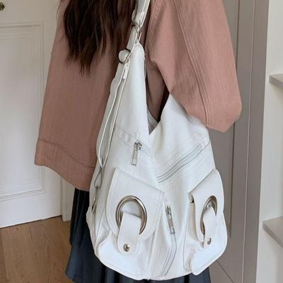 Simple, Individual, Versatile and Fashionable, Zipper Pocket, PU Leather Tote Bag, Single-shoulder Bag, Commuting Large-capacity Backpack