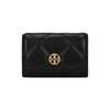 TORY BURCH Tangli Baiqi Willa Quilted Logo Snap Closure Leather Card Holder Regular Unisex Couple Style Black 150075-001-black