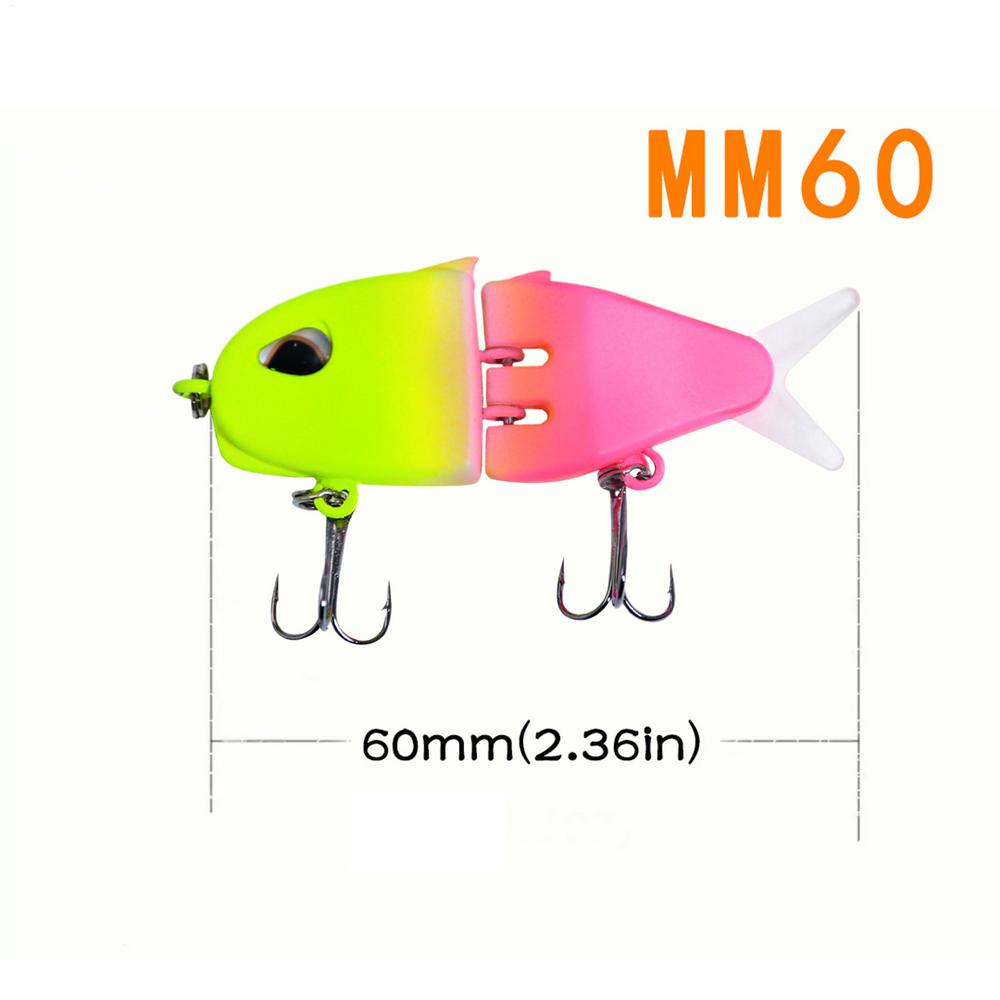 Realistic Fishing Lures 2 Joint Fishing Swimbait Colorful Mini Double Hook Swim Bait For Trout Freshwater Saltwater Fishing Gear