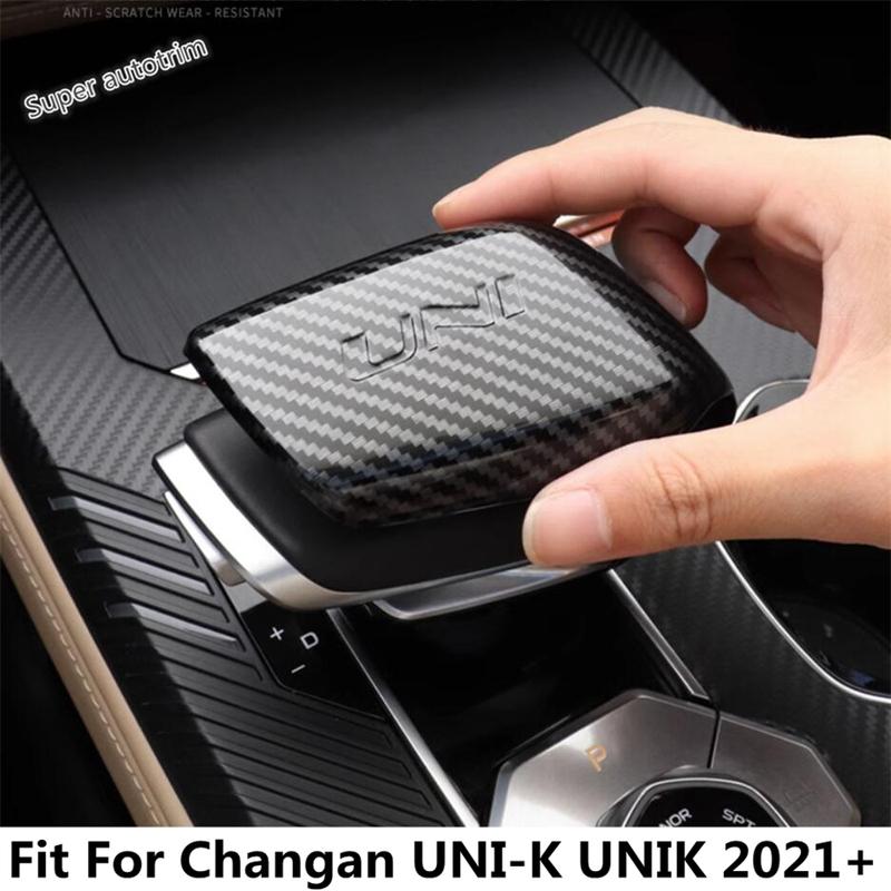 Car Gear Shift Head Knob Decoration Cover Trim For Changan UNI-K UNIK - ABS Carbon Fiber Style Accessories Interior