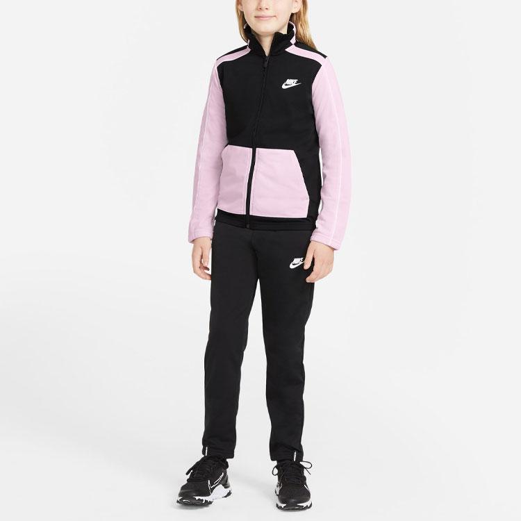Nike Ležérní sportovní souprava barevný blok nápisy dětská souprava růžová černá DH9661-011