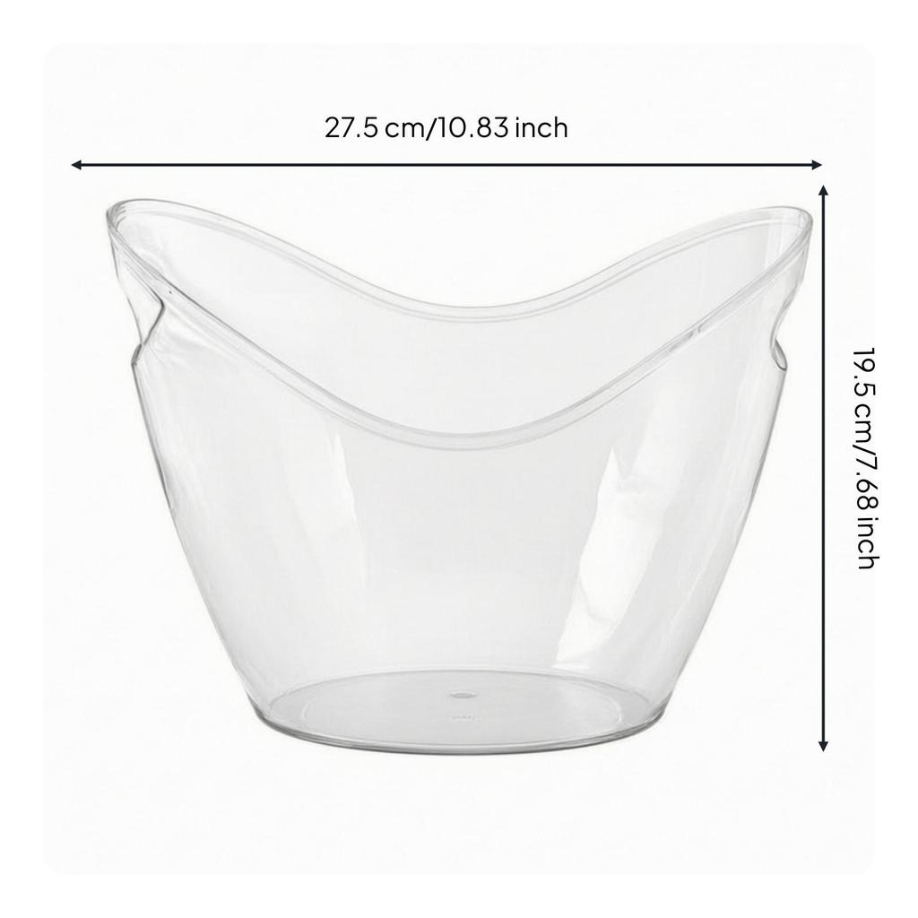 Ice Bucket Stable Flat Base, Clear Drink Bucket, Shatterproof, Beverage Tub, for