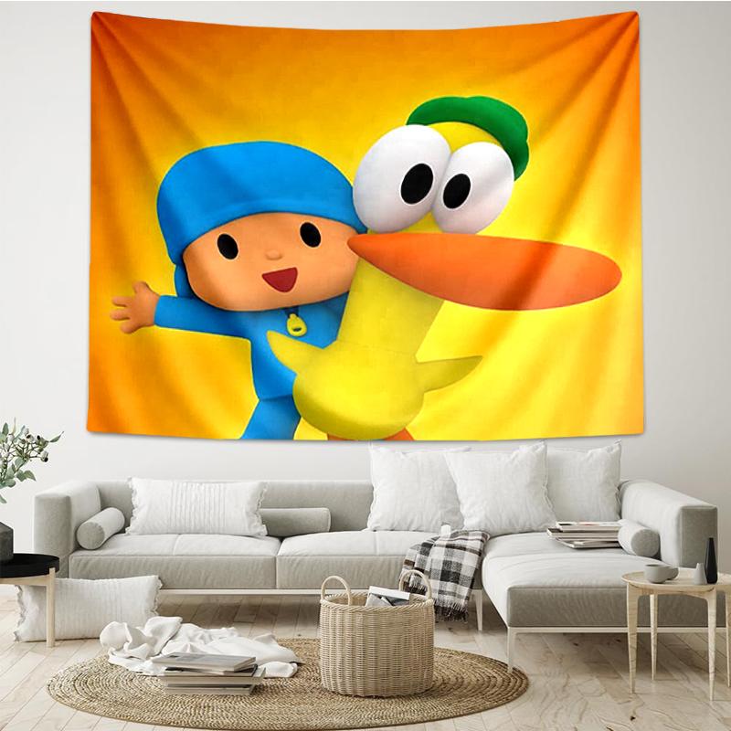 Pocoyo Print Tapestry, Backdrop, Easy Setup, Ideal for Bedroom, Office & Living Room, with Aesthetic Wall Hanging Decor.