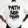 Fede Sopra la Paura T-shirt Grafica Cristiana Moda Estiva 100% Cotone Traspirante Unisex Bianca Oversize Top Streetwear