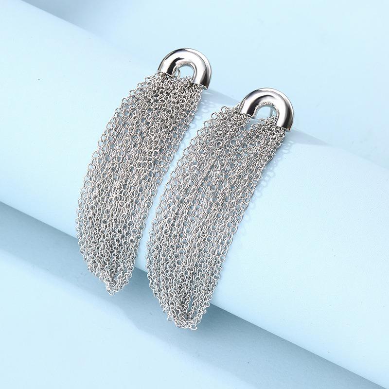 Accessories Exaggerated Alloy Geometric Earrings Fashion Tassel Chain Earrings Earrings Women