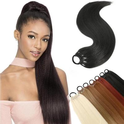 Pferdeschwanz-Verlängerungen aus synthetischem Haar mit Gummiband, lang, Yaki, gerade, falsche Pferdeschwänze, gefälschtes Haarteil für die Frau