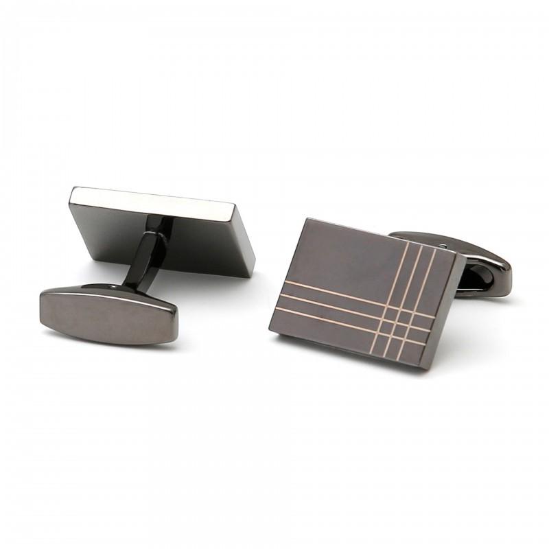 

Men s Cufflinks Simple Laser Stripe French Gun Gray Square Button Jewelry copper