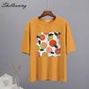 Shellsuning Casaul Kawaii Fruit Printed T Shirt Women Loose O Neck Short Sleeve Base Tees Female Simple Cotton Trendy White Tops
