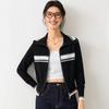 JINJU Women's Silk Blend Color-Block Zipper Cardigan