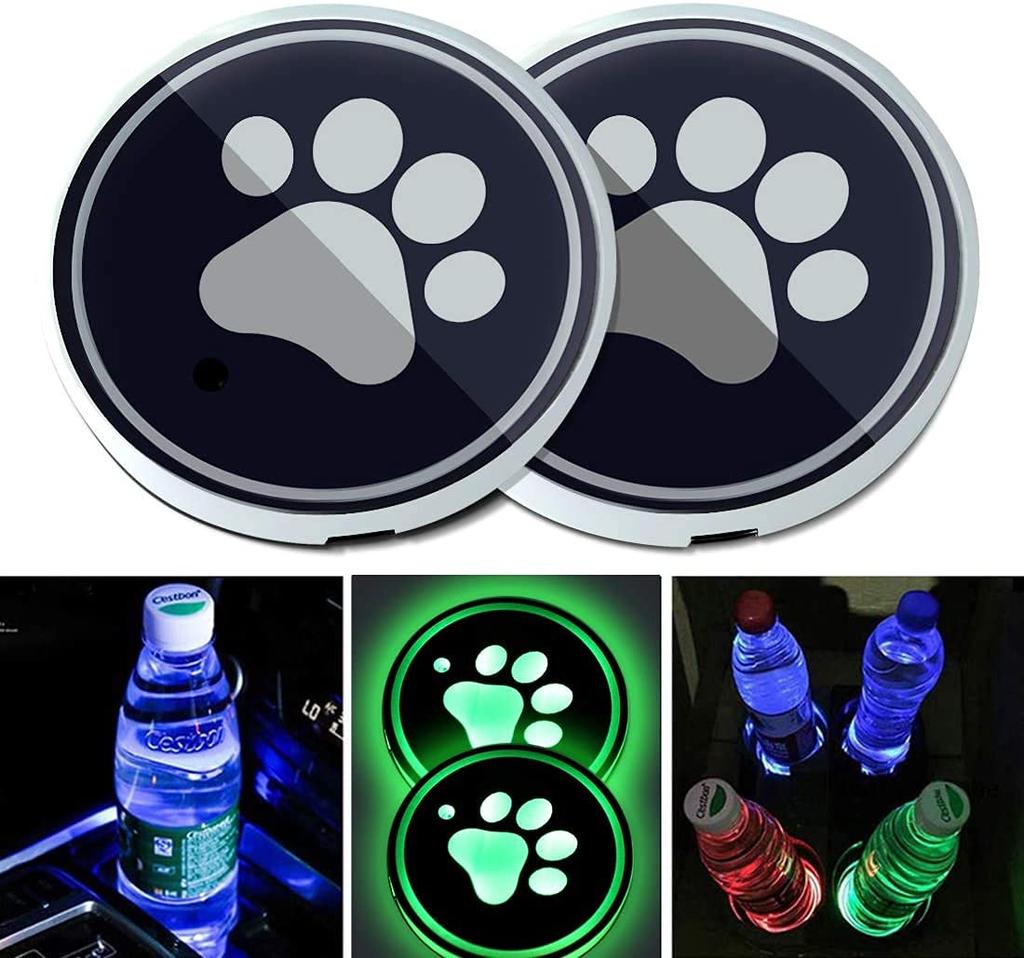 Zhonghua LED Coaster, 2 Pack Car Cup Lamp Holder, Beauty LED Coaster Lamp Holder