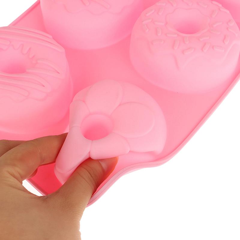 Silicone Donut Mold 6 Cavity Chocolate Mold Pastry Bread Cake Mould Non-Stick Dessert Mold Diy Baking Tray Doughnut Making Tool