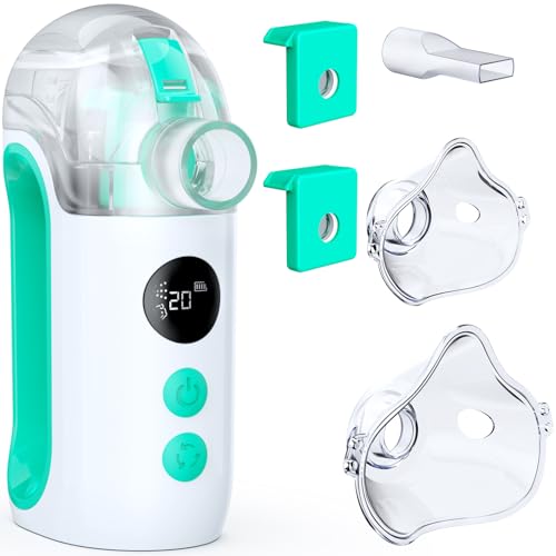 

[Care Worker Supervised & Utility Model Patented] MEDIKEN Nebulizer Inhaler with 1 Replacement Mesh Included. Powerful Spray, Quiet Operation for Inha