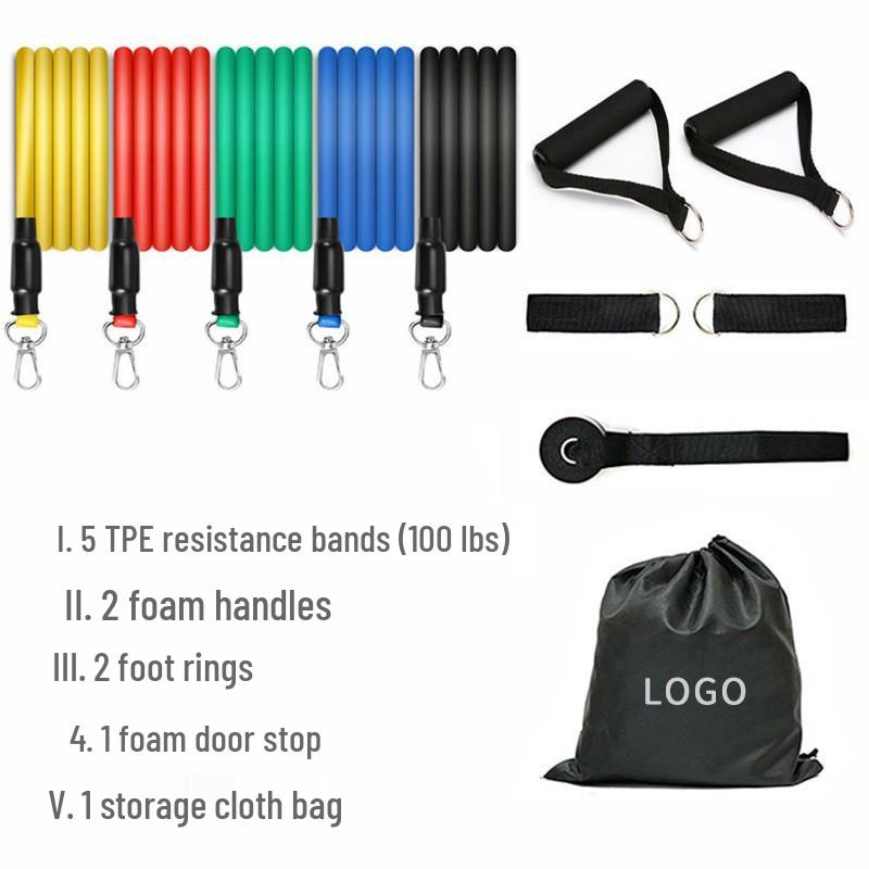11-Piece Adjustable Resistance Band Set for Strength Training and Chest Expansion