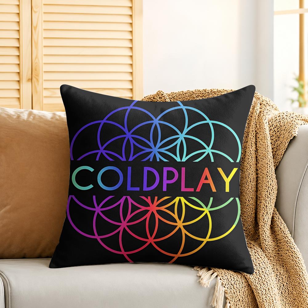 CColdplay Rock Band Cool Cushion Cover Silky Short Plush Invisible Zipper Dustproof Sofa Pillow Case For Home Decor