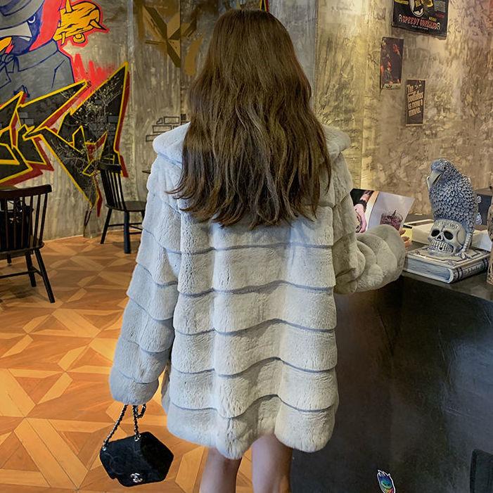 Herbst und Winter süßer künstlicher Pelzmantel Damenmode mittellanger Mantel