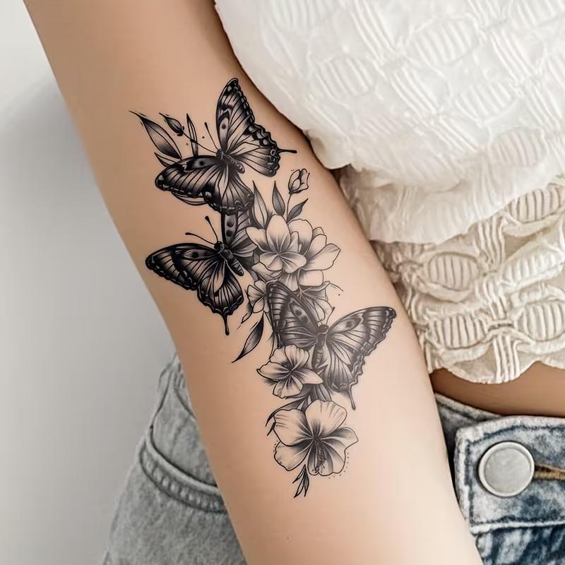 6 Sheets/set Tattoo Sticker Temporary Tattoo Small Full Arm Halloween Half Arm Animal Flower Accessories