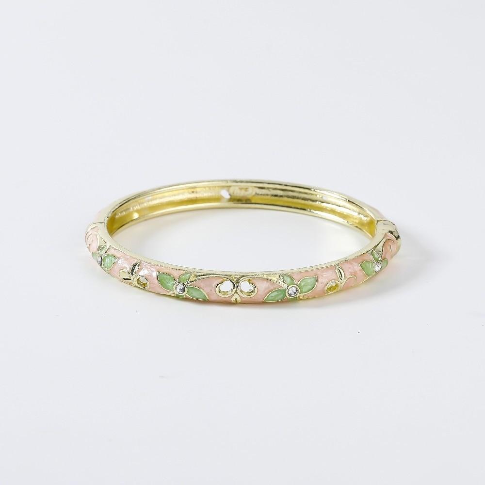 

Enamel Vintage Cloisonne Bangle Floral Chinese Chinese Flower Bangle Classic Vintage Women s Hand Bracelet Gifts for Women Girl рожевий зелений колір