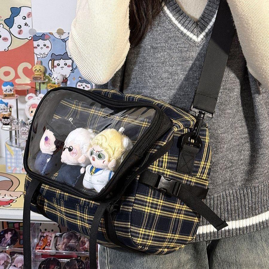 Japanese Large-capacity Commuting Y2K Plaid Girls Cool Ita Bag Comic Exhibition Fashion Casual One-shoulder Crossbody Bag