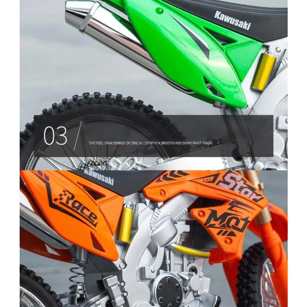 1/10 Kawasaki KX450 Alloy Sports Motorcycle Model Diecast Metal Street Crosscountry Racing Motorcycle Model High Simulation Kids Toy Gift