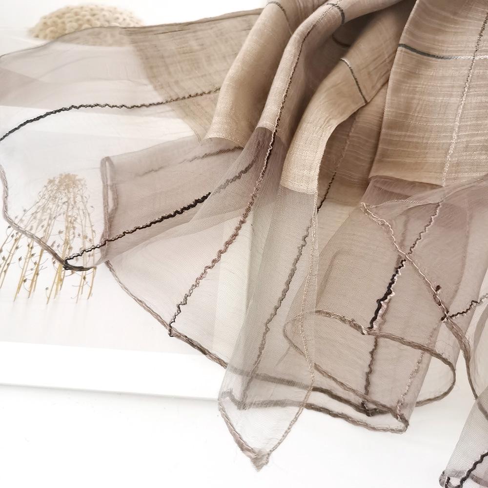 Elegant Women's Plaid Silk Scarf - Spring/Summer Shawl