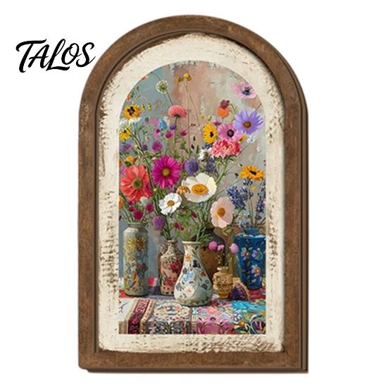 Rustic Tulip Wall Signs Pastoral Wooden Sign, Decorative Tabletop Display Pieces, Retro Style Art French Arched Pendant for Farmhouse Bedroom