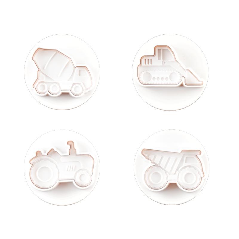 4Pcs 3D Car Plane Cookie Cutter Biscuit Mold Train Vehicle Transportation Baking Stamp Press Plunger Sugarcraft Fondant Cutters