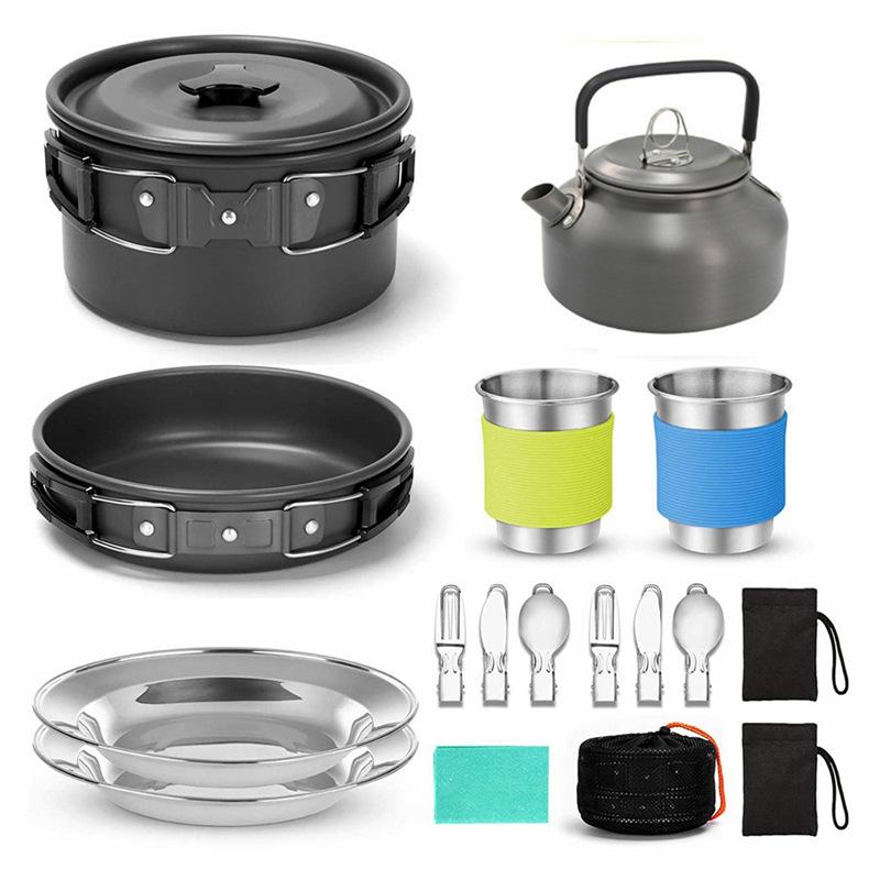 Outdoor cookware, portable pot set, teapot set, outdoor supplies, camping cookware, outdoor cooking utensils