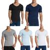 Herren Sommer T-Shirt Einfarbig Nahtlose Eis Seide V-Ausschnitt Kurze Ärmel Weich Atmungsaktiv Pullover Sport Business Casual Männer Büro Top