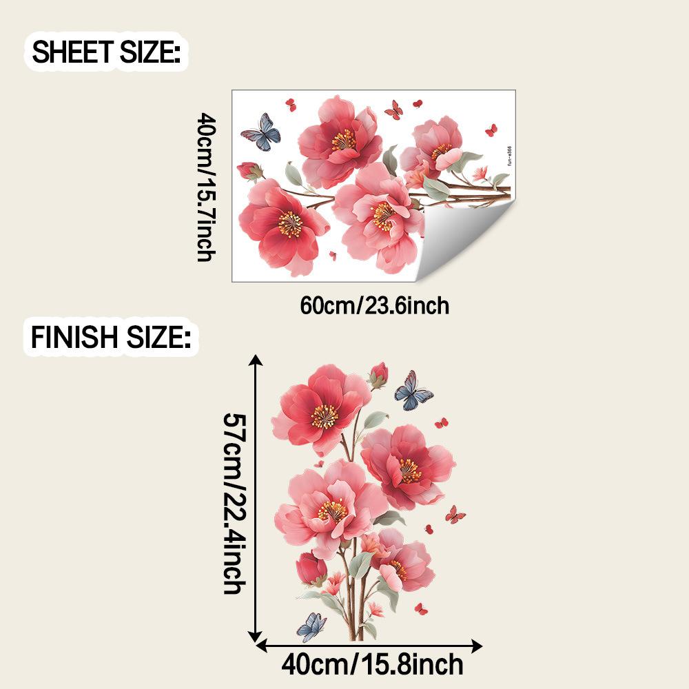 

Painted Decoration of Blooming Peonies and Butterflies for Beautifying The Background Wall of The Home Stickers
