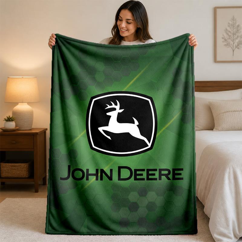 John Deere Print Flannel Blanket Cozy Lightweight Plush Throw Blanket For Bed Sofa Household Use