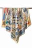 90x90 Cream and Yellow Scarf with a Geometric Pattern - Artistic Classic with a Touch of Color