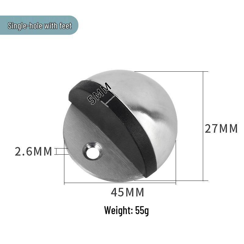 Stainless Steel Magnetic Door Stopper - Punch-Free, Anti-Collision, Rubber Top Limiter