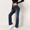 PUFFANPOP Women's Jeans Retro Wash High Waisted Flared Jeans Stretchy Denim Pants Front Pockets Jeans  Y2K Jeans