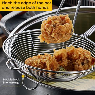 Yousheng Stainless Steel Slotted Spoon Large Mesh Strainer Ladle for Frying Steaming Hot Pot Kitchen Cooking Tool with Double Hooks