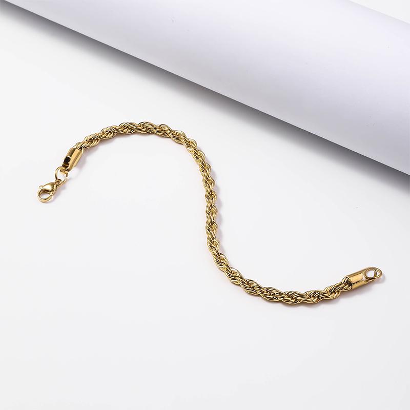 

Stainless Steel Bracelet 3Mm Thick Cable Shape Metal Bangle Hip Hop Twist Chain Chic Men Cool Jewelry as the picture