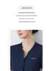 Women's Dark Blue Short-Sleeved Suit Set - Summer Professional Attire for Hotel and Jewelry Store Front Desk.