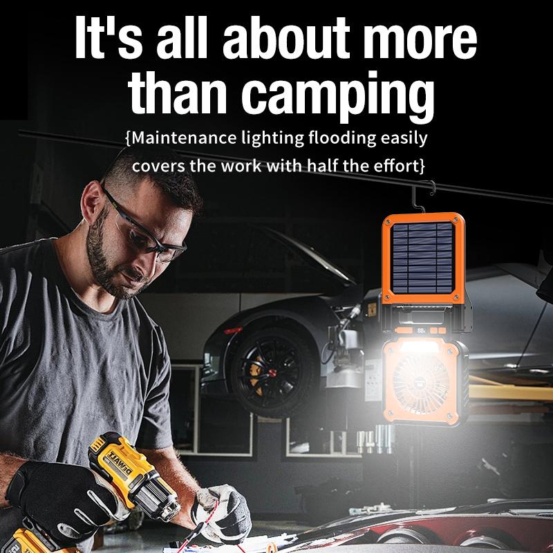 Outdoor camping fan portable USB tent lighting LED multifunctional Amazon camping solar electric fan