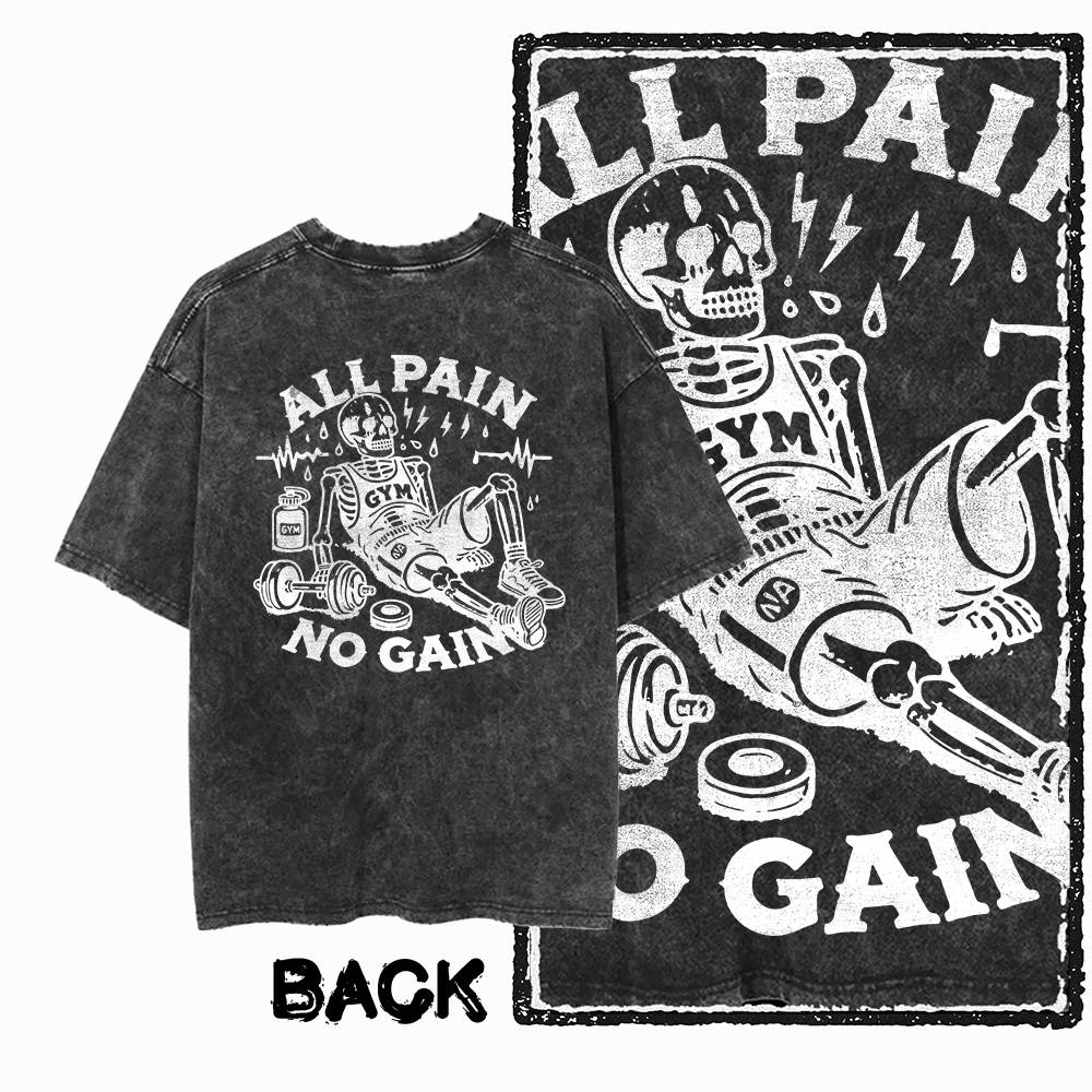 G Back Print Acid Washed Cotton Unisexs Cool Gym Skull Graphic Tshirt   Streetwear Big Size Oneck Unisexs Tee Tshirt